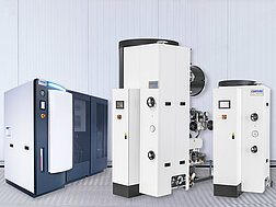 Emx steam generator, Universal TC steam generator and Junior TC steam generator next to each other