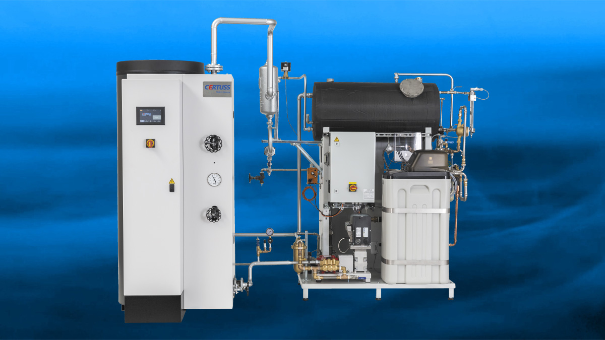 Bild eines Junior TC Dampferzeugers mit Wasserversorgungseinheit