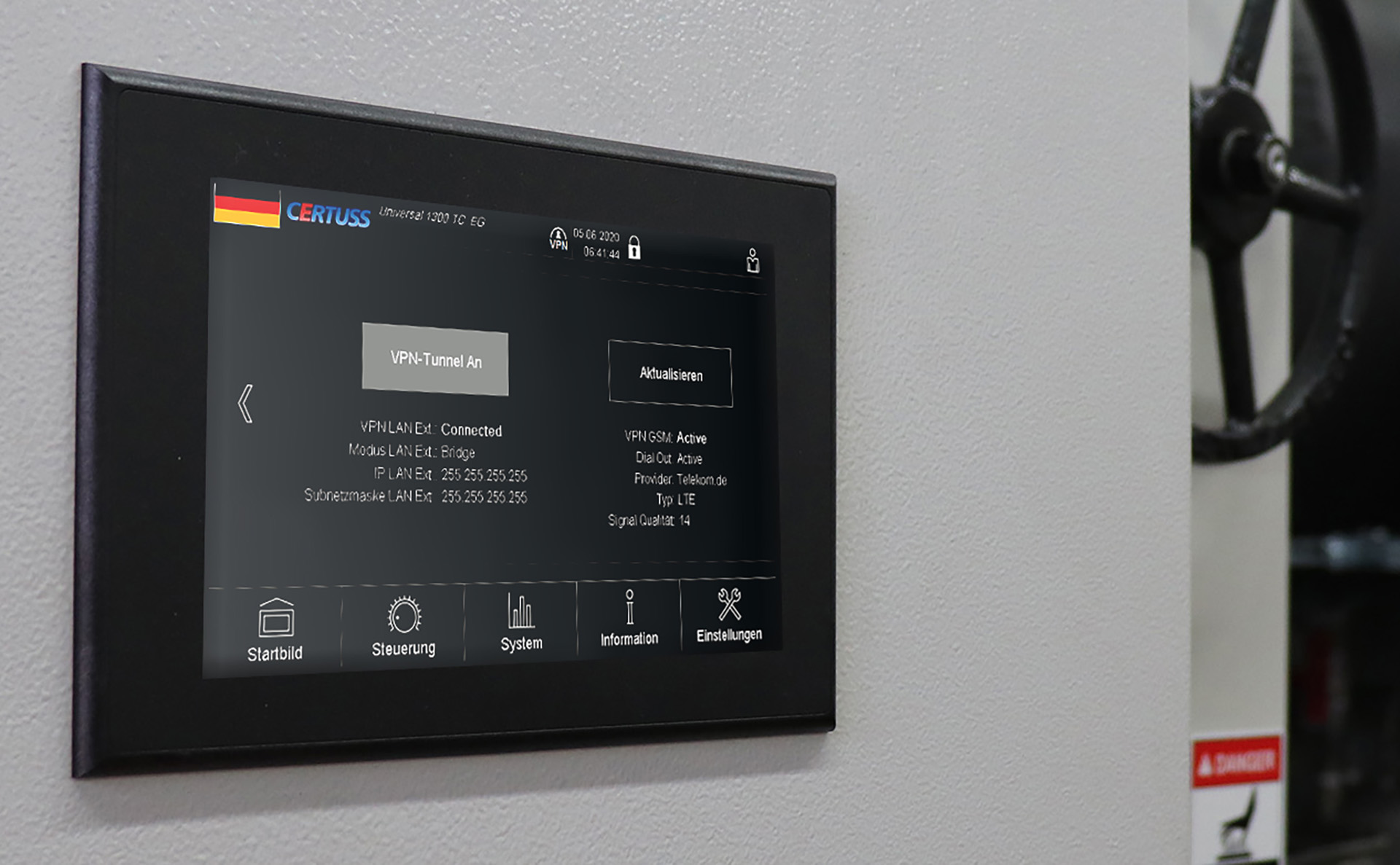 Touch Control Steuereinheit eines Dampferzeugers